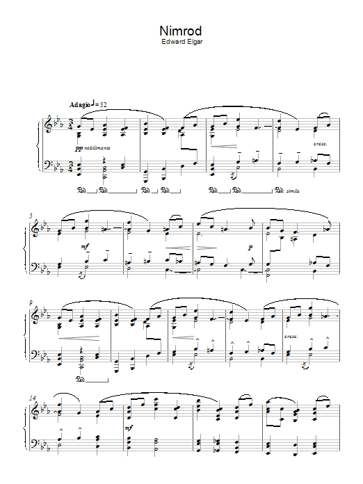 Edward Elgar Nimrod Sheet Music Notes & Chords for Piano - Download or Print PDF