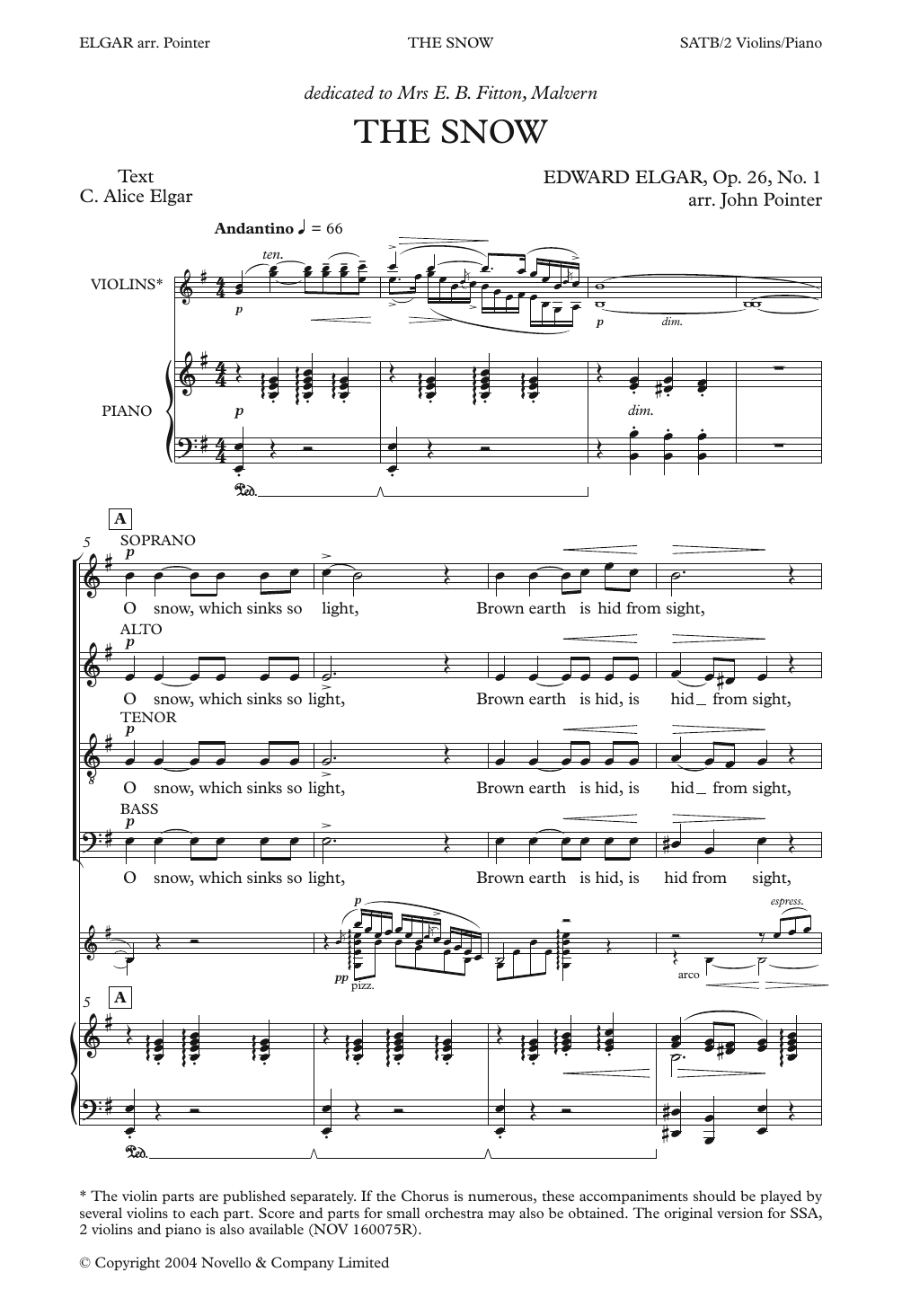 Edward Elgar The Snow Sheet Music Notes & Chords for Choir - Download or Print PDF