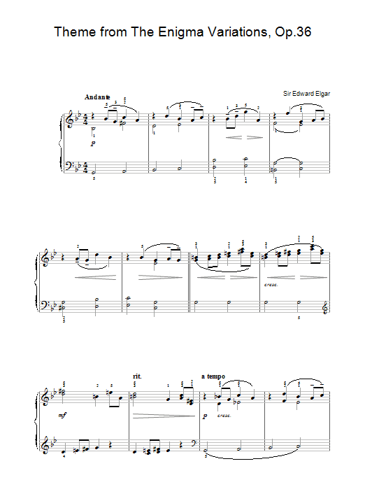 Edward Elgar Theme from The Enigma Variations, Op.36 Sheet Music Notes & Chords for Beginner Piano - Download or Print PDF