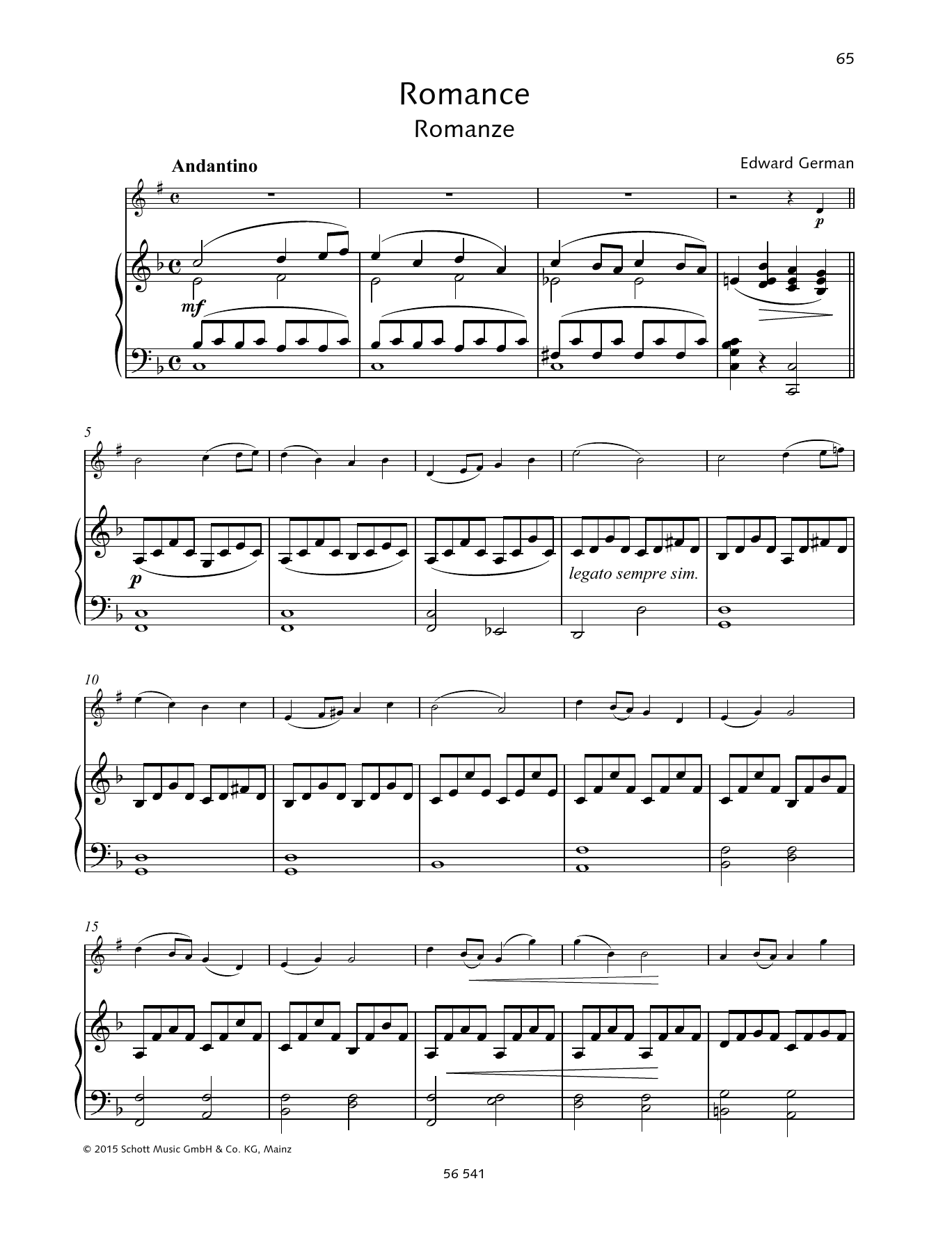 Edward German Romance Sheet Music Notes & Chords for Woodwind Solo - Download or Print PDF