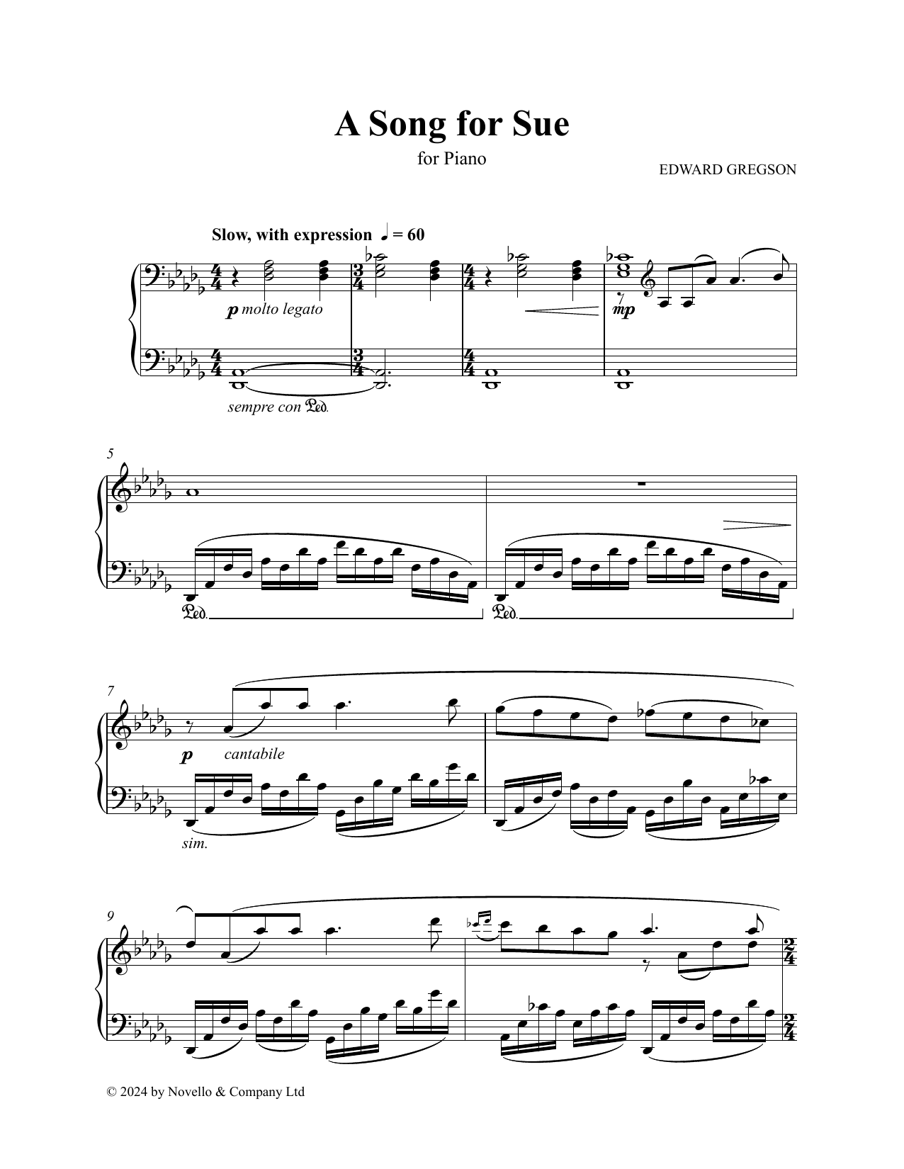 Edward Gregson A Song For Sue Sheet Music Notes & Chords for Piano Solo - Download or Print PDF