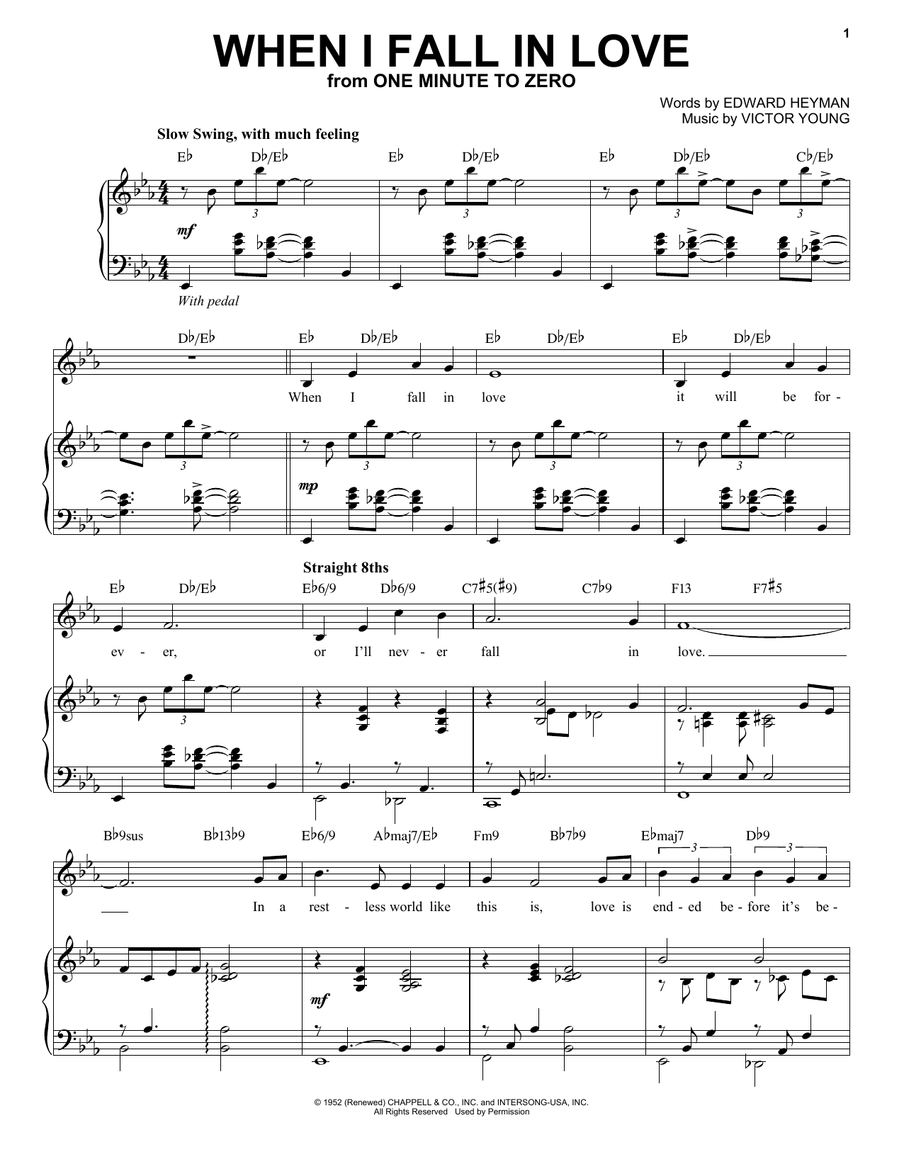 Edward Heyman and Victor Young When I Fall In Love [Jazz version] (arr. Brent Edstrom) Sheet Music Notes & Chords for Piano & Vocal - Download or Print PDF