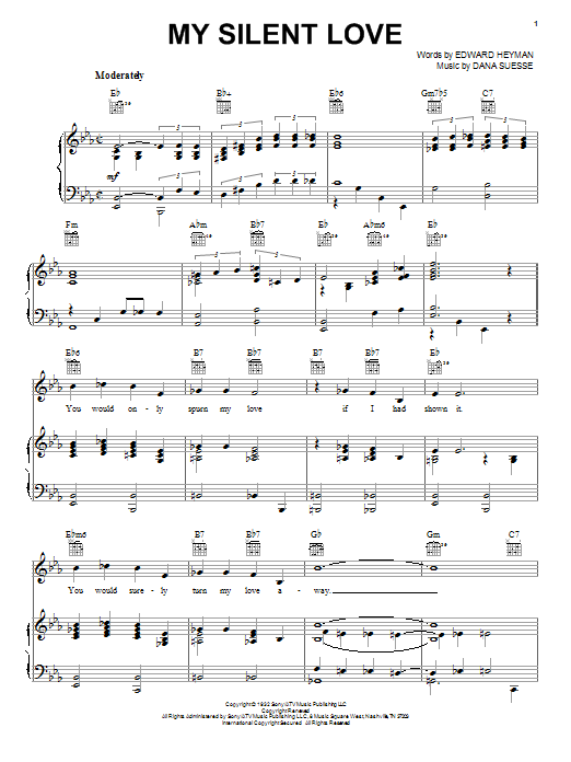 Edward Heyman My Silent Love Sheet Music Notes & Chords for Melody Line, Lyrics & Chords - Download or Print PDF