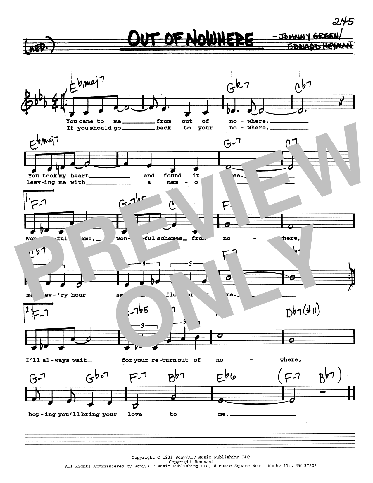 Edward Heyman Out Of Nowhere (Low Voice) Sheet Music Notes & Chords for Real Book – Melody, Lyrics & Chords - Download or Print PDF