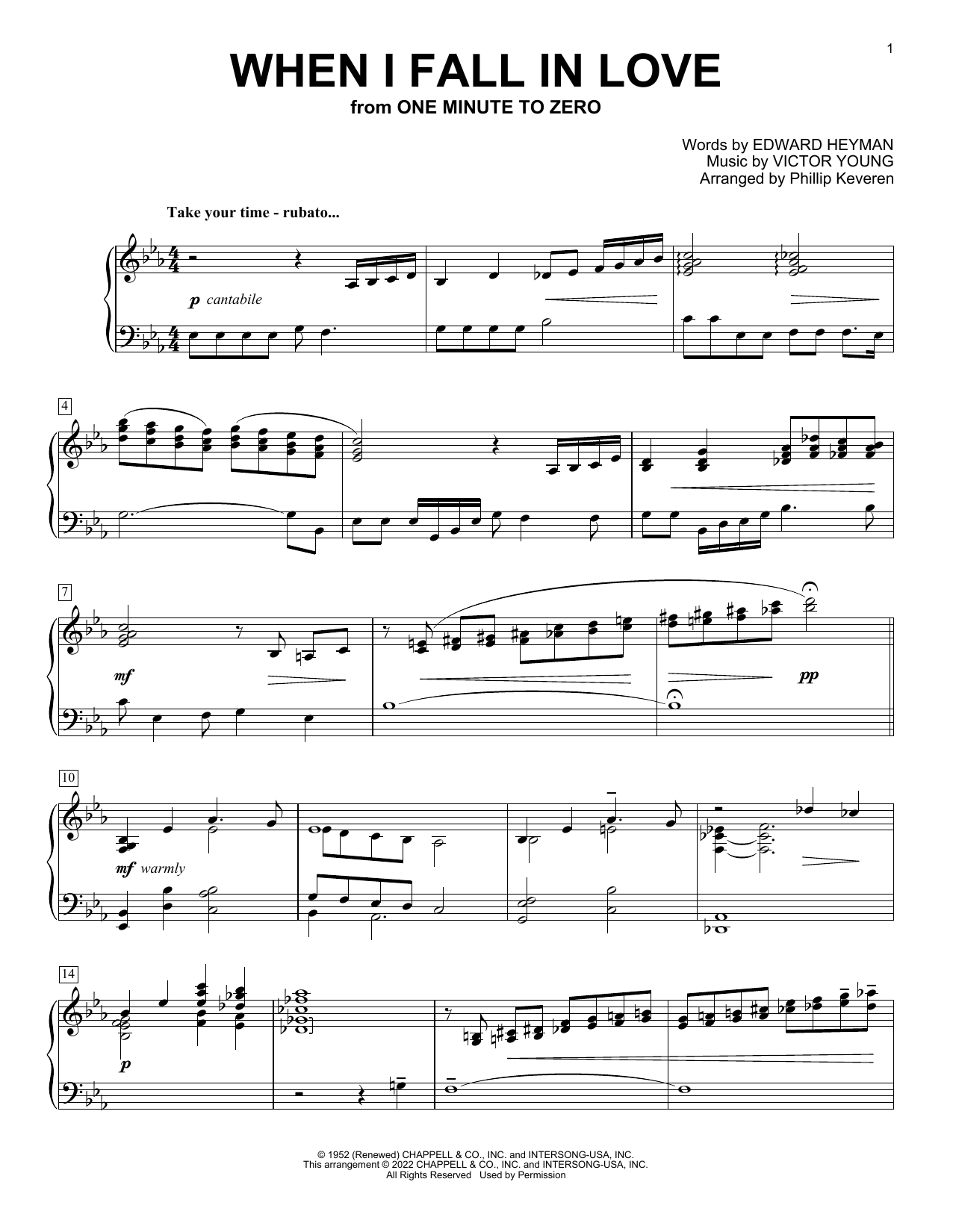 Edward Heyman When I Fall In Love (arr. Phillip Keveren) Sheet Music Notes & Chords for Piano Solo - Download or Print PDF