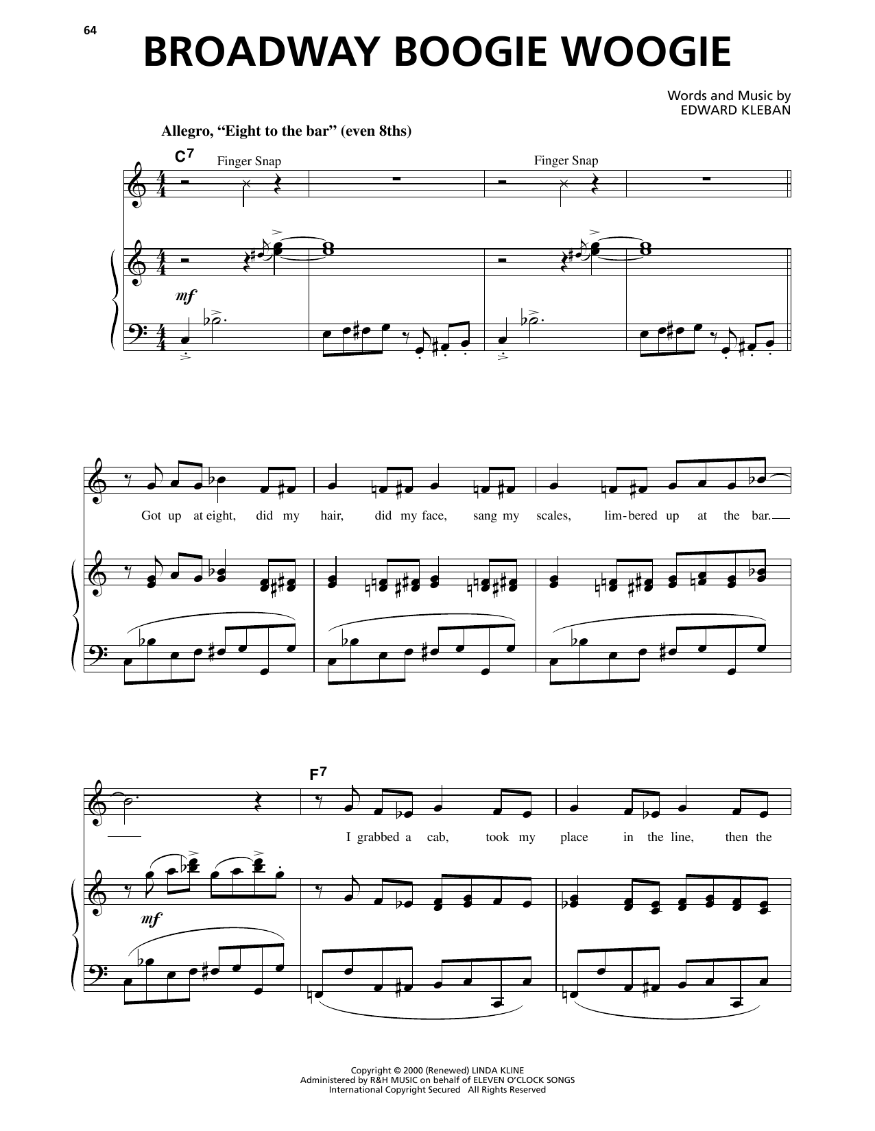 Edward Kleban Broadway Boogie Woogie (from A Class Act) Sheet Music Notes & Chords for Piano & Vocal - Download or Print PDF