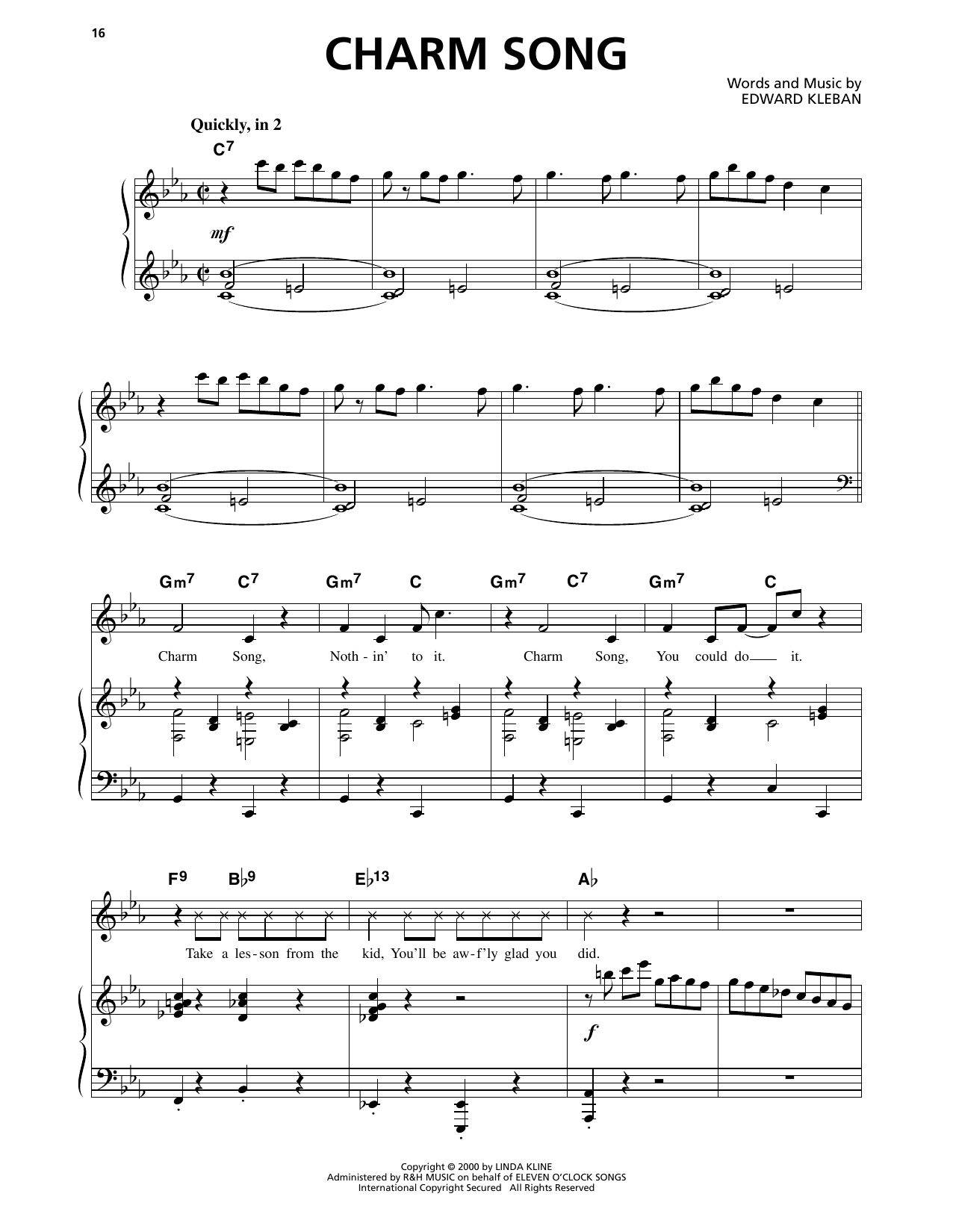 Edward Kleban Charm Song (from A Class Act) Sheet Music Notes & Chords for Piano & Vocal - Download or Print PDF