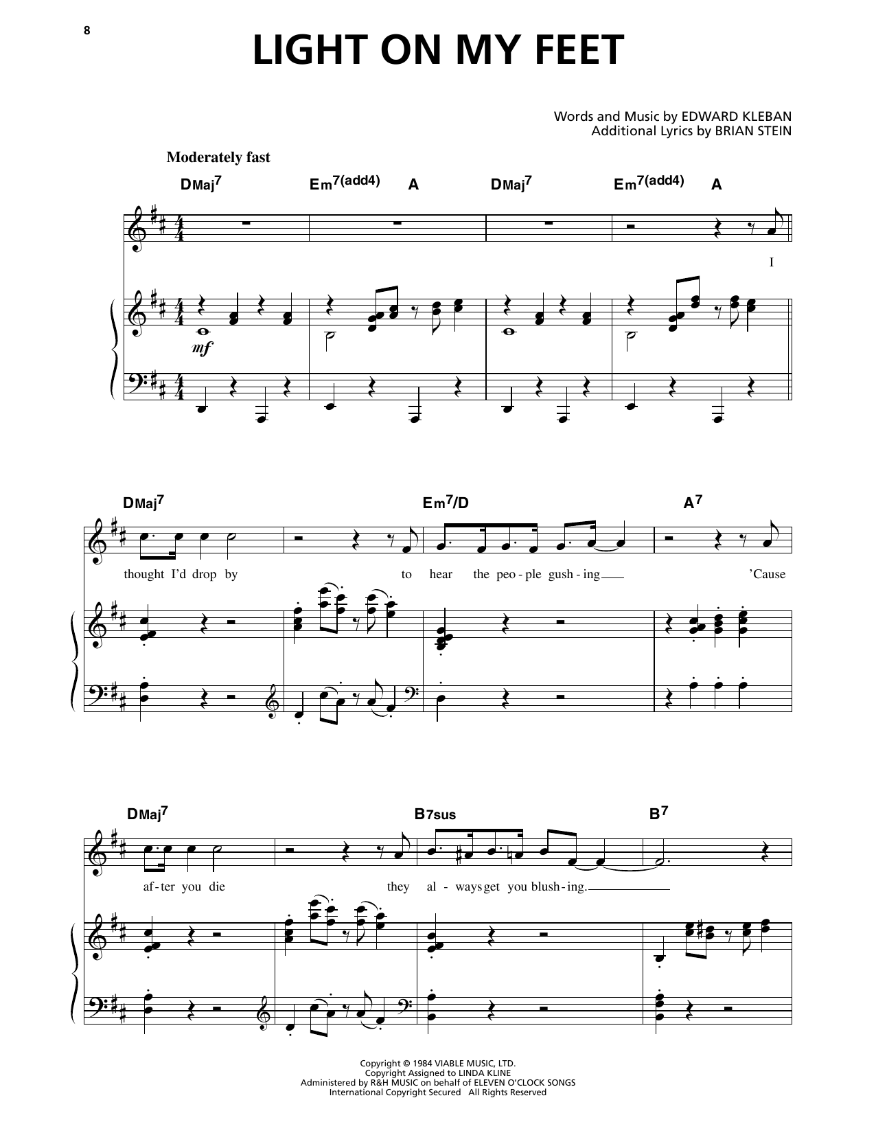 Edward Kleban Light On My Feet (from A Class Act) Sheet Music Notes & Chords for Piano & Vocal - Download or Print PDF