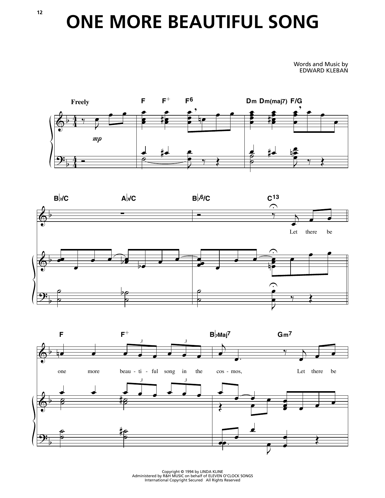 Edward Kleban One More Beautiful Song (from A Class Act) Sheet Music Notes & Chords for Piano & Vocal - Download or Print PDF