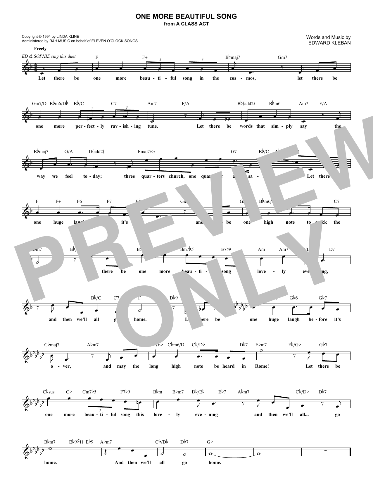 Edward Kleban One More Beautiful Song Sheet Music Notes & Chords for Melody Line, Lyrics & Chords - Download or Print PDF