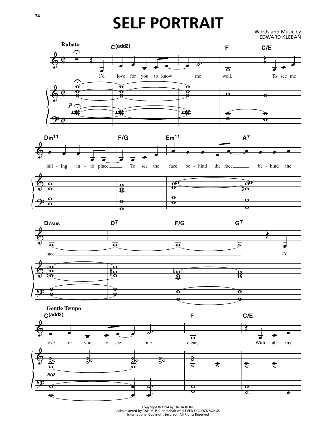 Edward Kleban Self Portrait (from A Class Act) Sheet Music Notes & Chords for Piano & Vocal - Download or Print PDF