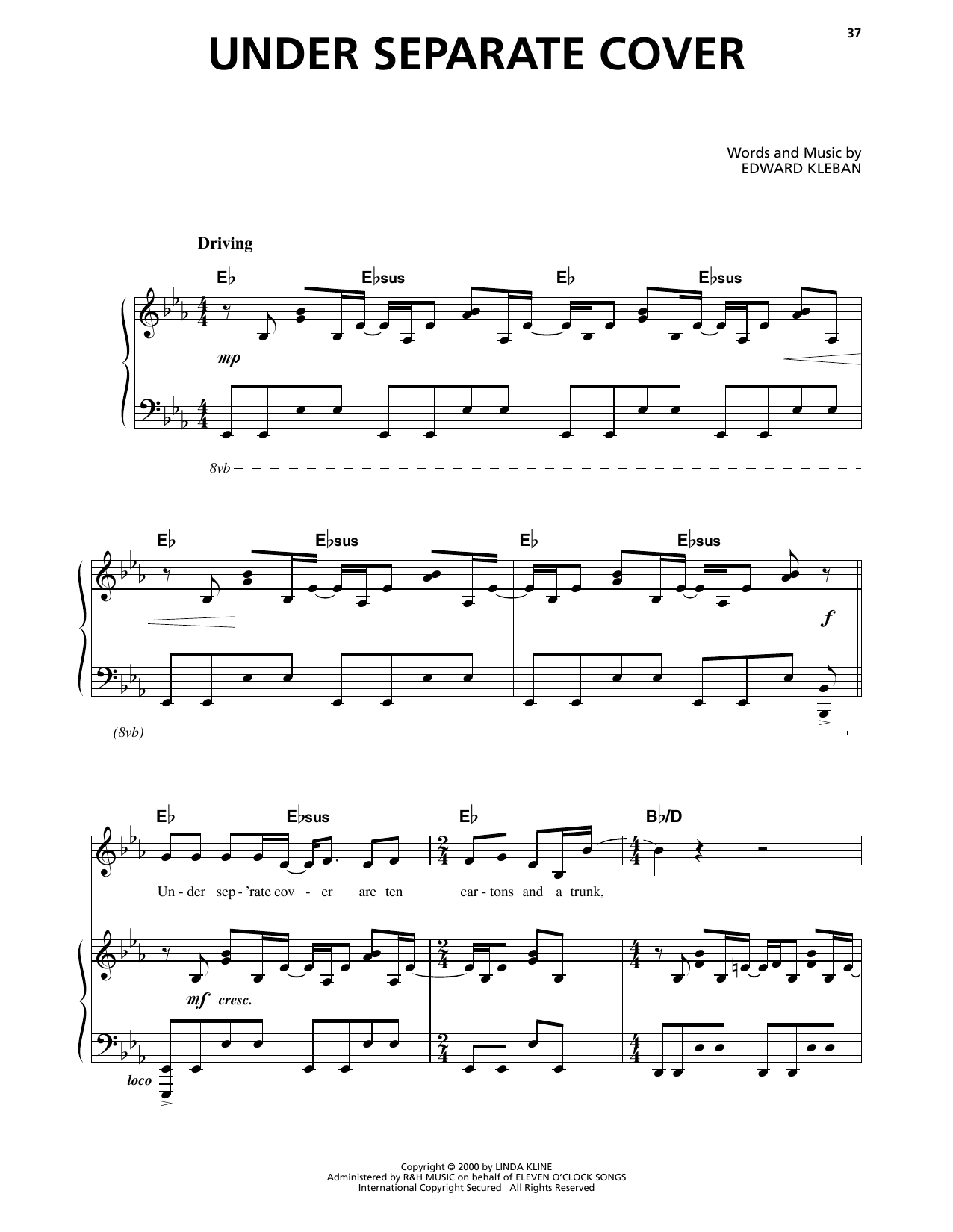 Edward Kleban Under Separate Cover (from A Class Act) Sheet Music Notes & Chords for Piano & Vocal - Download or Print PDF