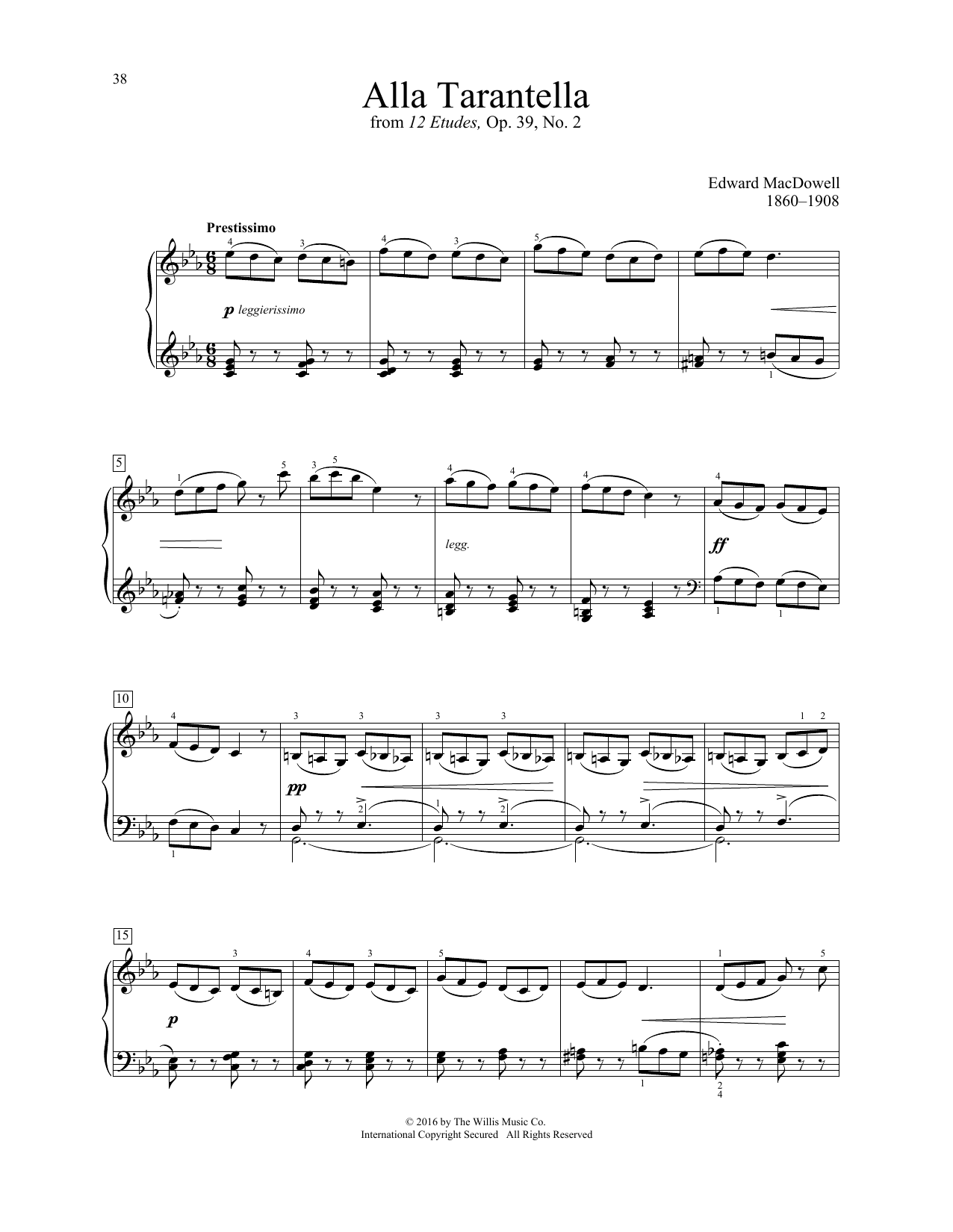 Edward MacDowell Alla Tarantella Sheet Music Notes & Chords for Educational Piano - Download or Print PDF