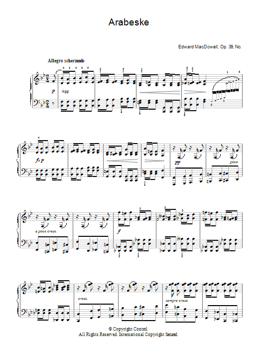 Edward MacDowell Arabeske Sheet Music Notes & Chords for Piano - Download or Print PDF