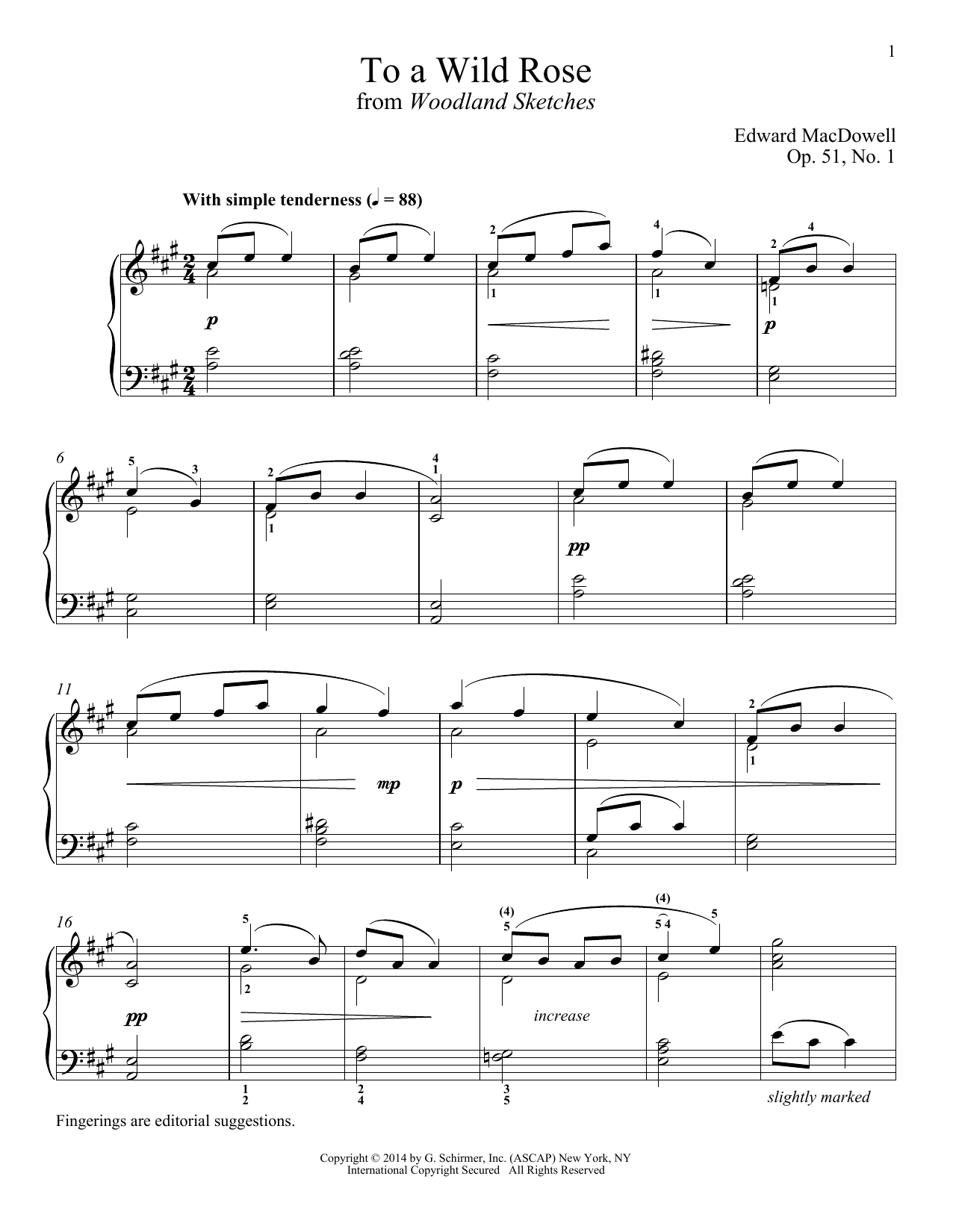 Edward MacDowell To A Wild Rose (arr. Richard Walters) Sheet Music Notes & Chords for Piano - Download or Print PDF