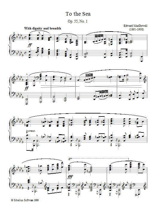 Edward MacDowell To The Sea Sheet Music Notes & Chords for Piano - Download or Print PDF