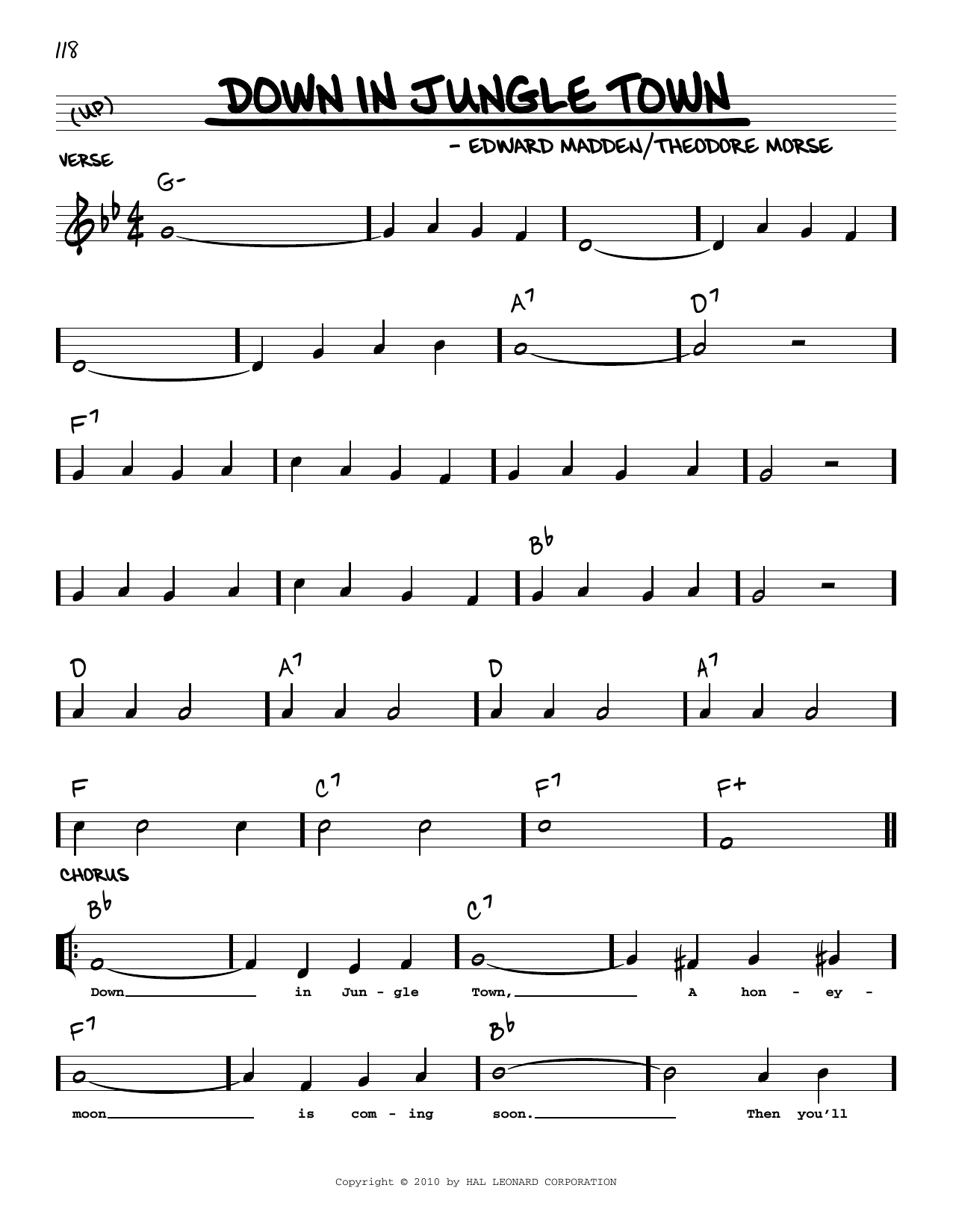 Edward Madden Down In Jungle Town (arr. Robert Rawlins) Sheet Music Notes & Chords for Real Book – Melody, Lyrics & Chords - Download or Print PDF