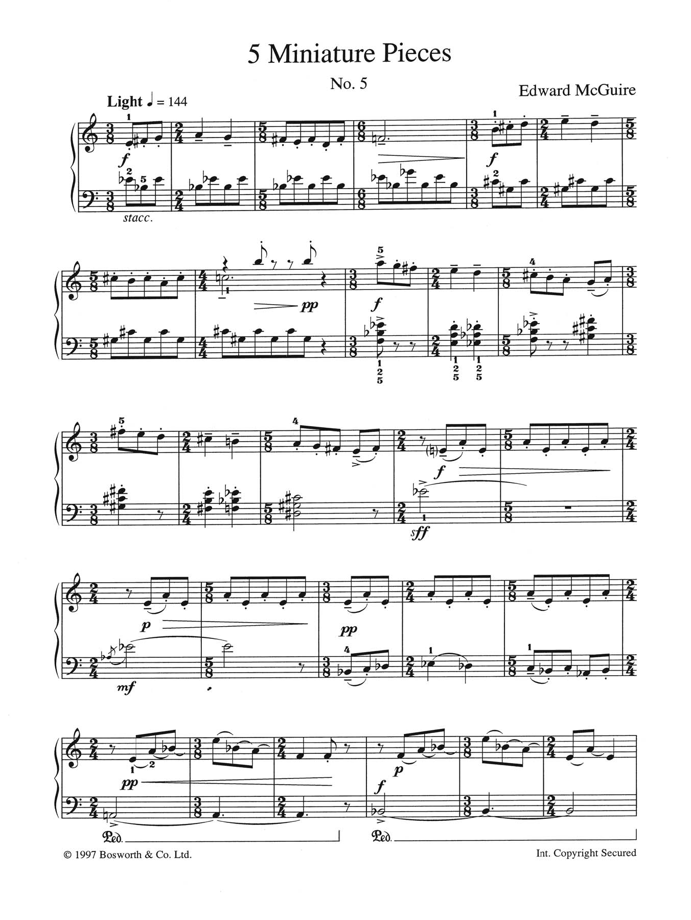 Edward McGuire Five Miniature Pieces: No. 5 Sheet Music Notes & Chords for Piano - Download or Print PDF