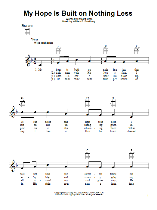 Edward Mote My Hope Is Built On Nothing Less Sheet Music Notes & Chords for Piano, Vocal & Guitar Chords (Right-Hand Melody) - Download or Print PDF