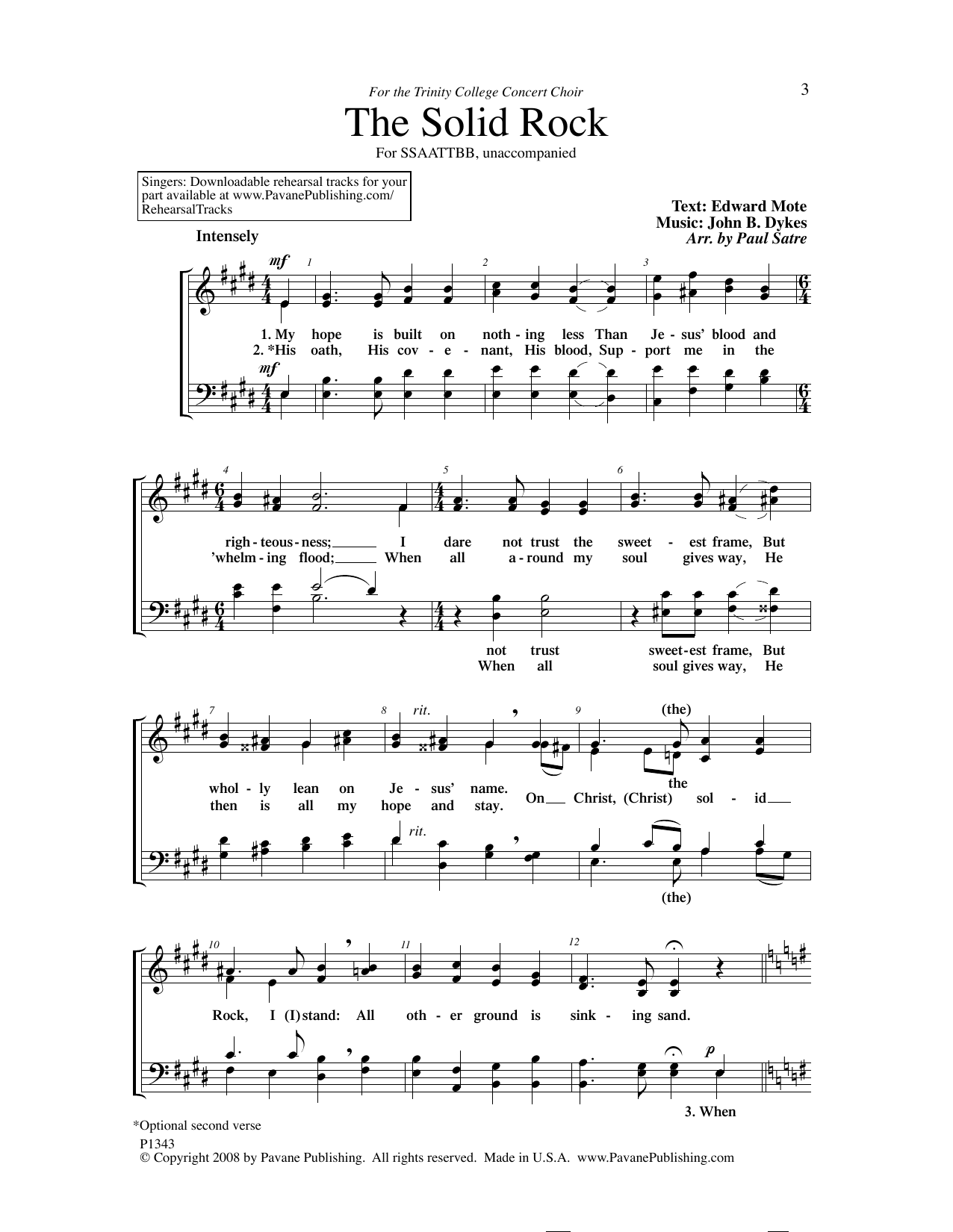 Edward Mote The Solid Rock (arr. Paul Satre) Sheet Music Notes & Chords for SATB Choir - Download or Print PDF