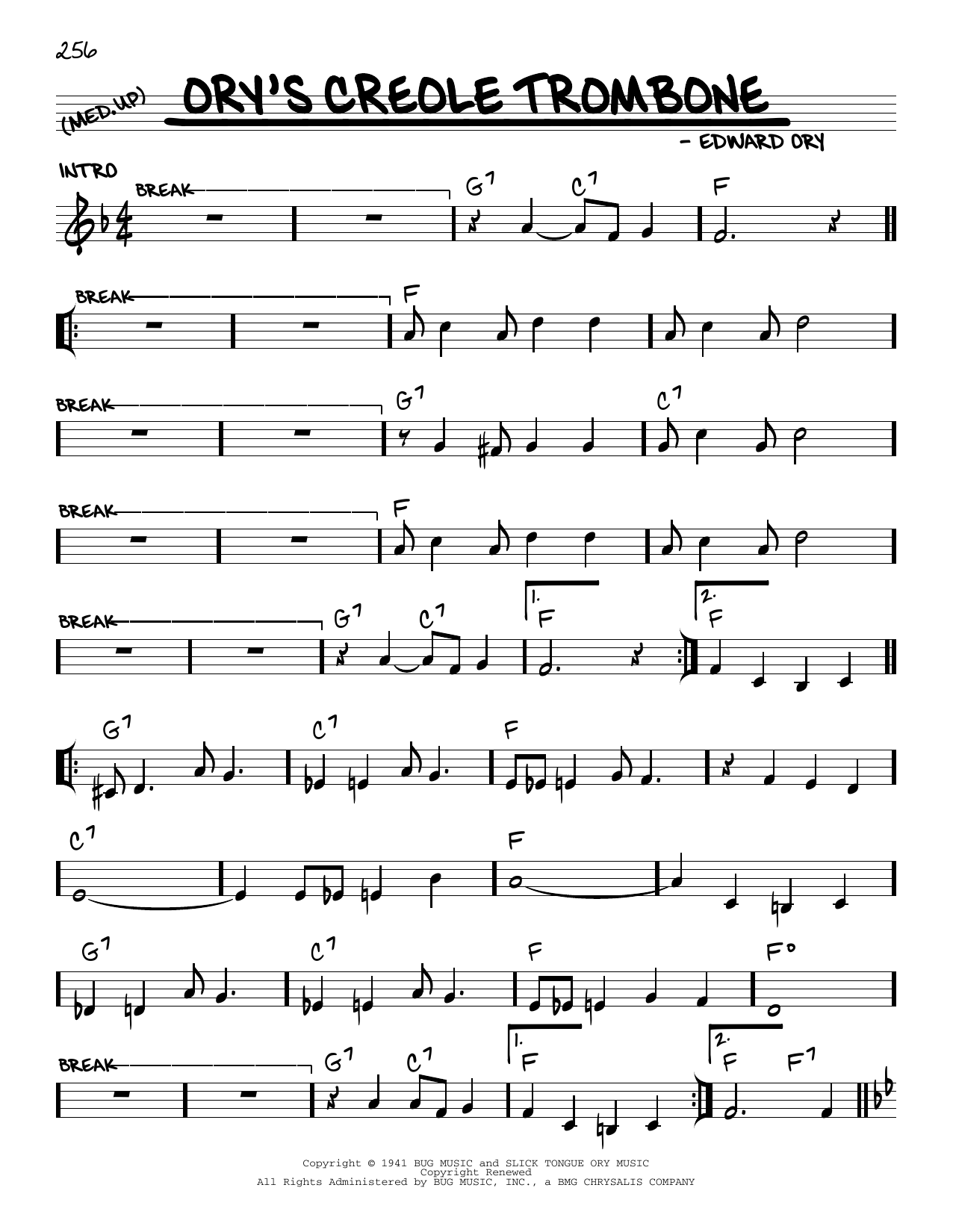 Edward Ory Ory's Creole Trombone (arr. Robert Rawlins) Sheet Music Notes & Chords for Real Book – Melody, Lyrics & Chords - Download or Print PDF