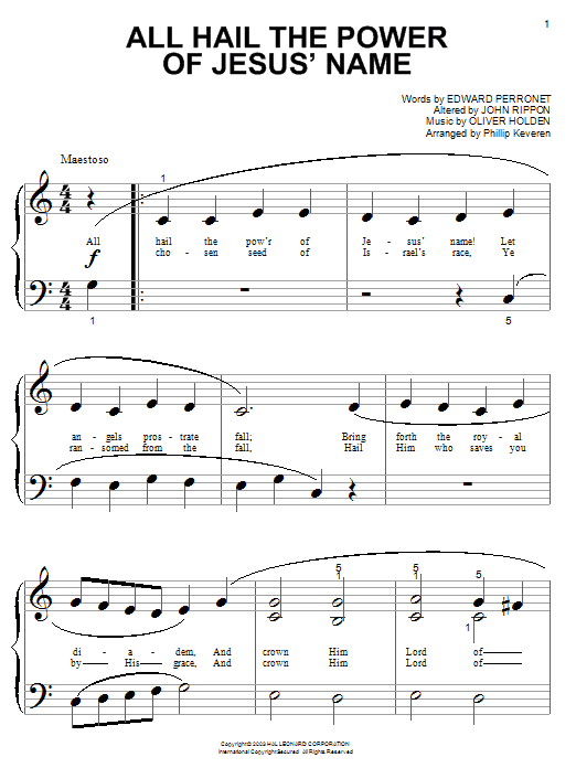 Edward Perronet All Hail The Power Of Jesus' Name Sheet Music Notes & Chords for SPREP - Download or Print PDF