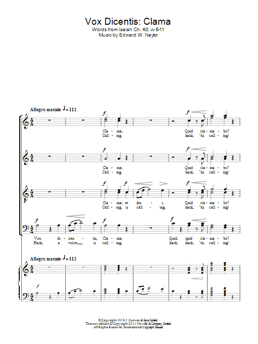 Edward W. Naylor Vox Dicentis: Clama Sheet Music Notes & Chords for SATB Choir - Download or Print PDF