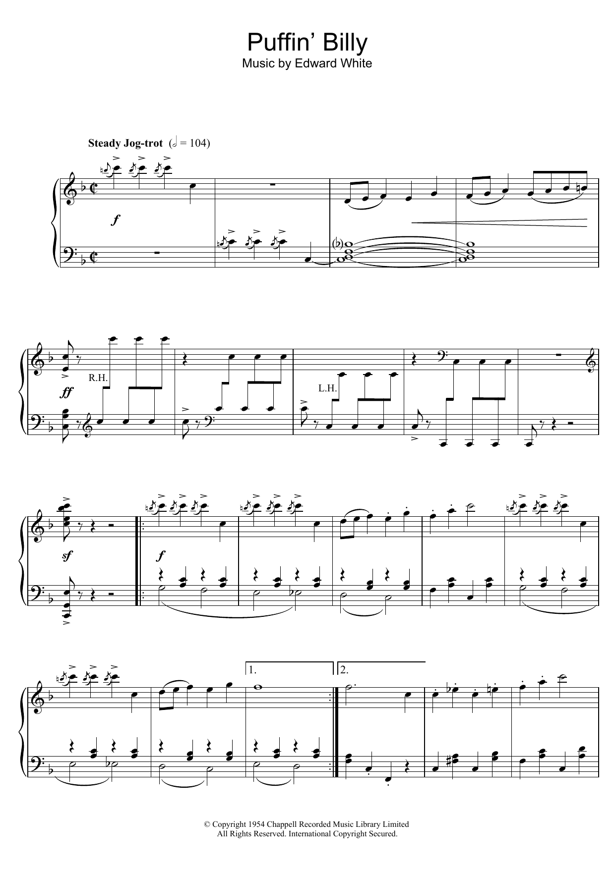 Edward White Puffin' Billy Sheet Music Notes & Chords for Piano - Download or Print PDF