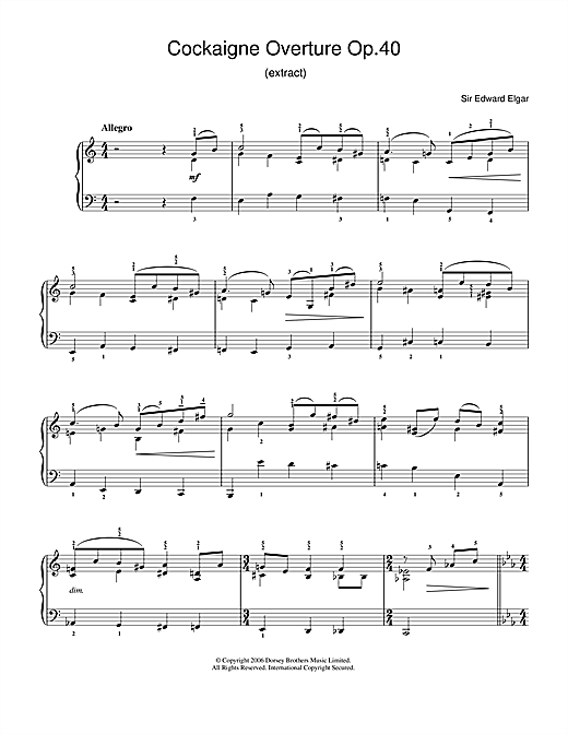 Edward Elgar Cockaigne Overture Op.40 Sheet Music Notes & Chords for Piano - Download or Print PDF