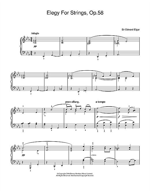 Edward Elgar Elegy For Strings, Op.58 Sheet Music Notes & Chords for Easy Piano - Download or Print PDF