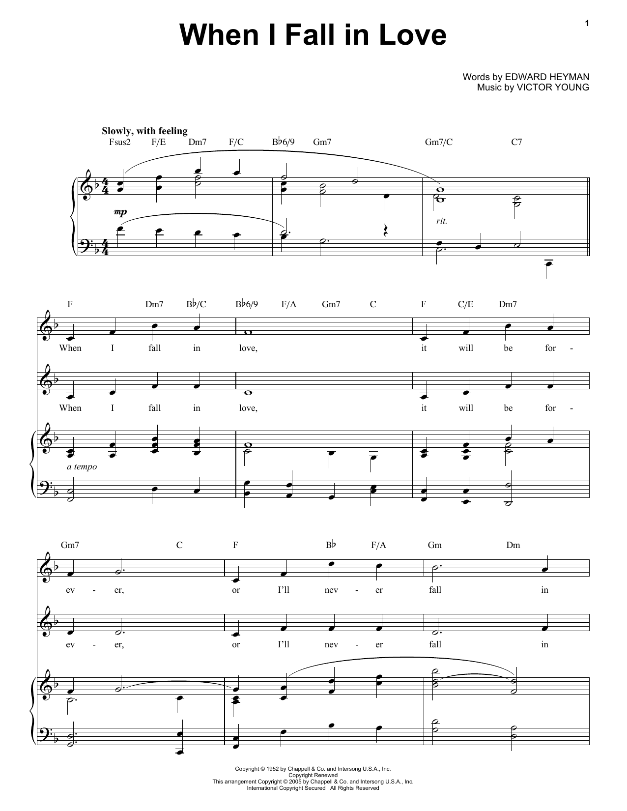 Preview Nat King Cole When I Fall In Love Pop sheet music, notes and chords for Piano, SKU: 37277 When I Fall In Love sheet music