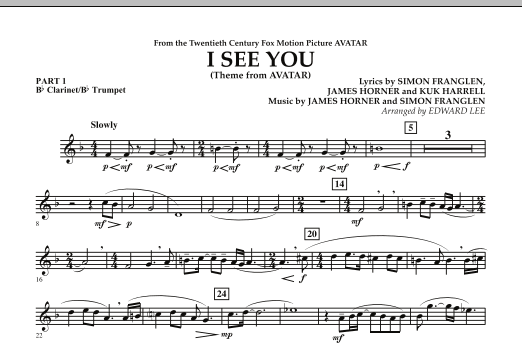 I See You (Theme from Avatar) - Pt.1 - Bb Clarinet/Bb Trumpet sheet music