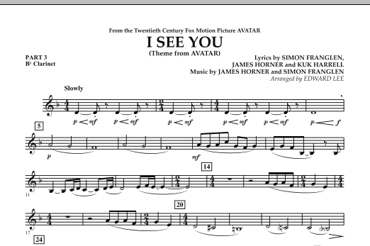 I See You (Theme from Avatar) - Pt.3 - Bb Clarinet sheet music