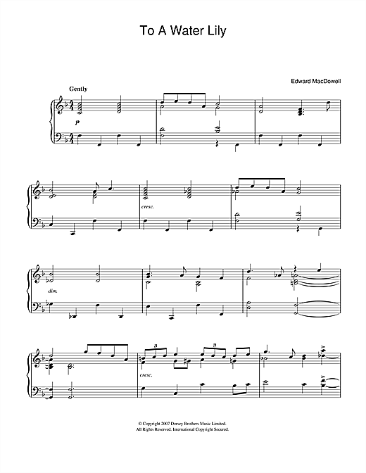 Edward MacDowell To A Water Lily Sheet Music Notes & Chords for Easy Piano - Download or Print PDF
