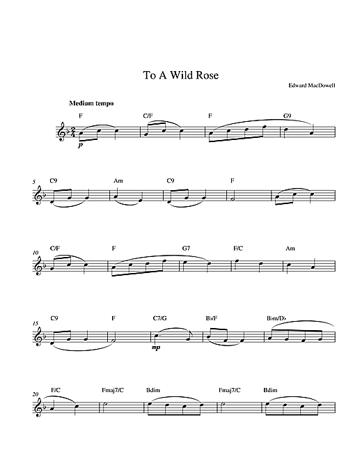 Edward MacDowell, To a Wild Rose, Piano Solo