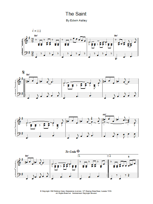 Edwin Astley The Saint Sheet Music Notes & Chords for Piano - Download or Print PDF