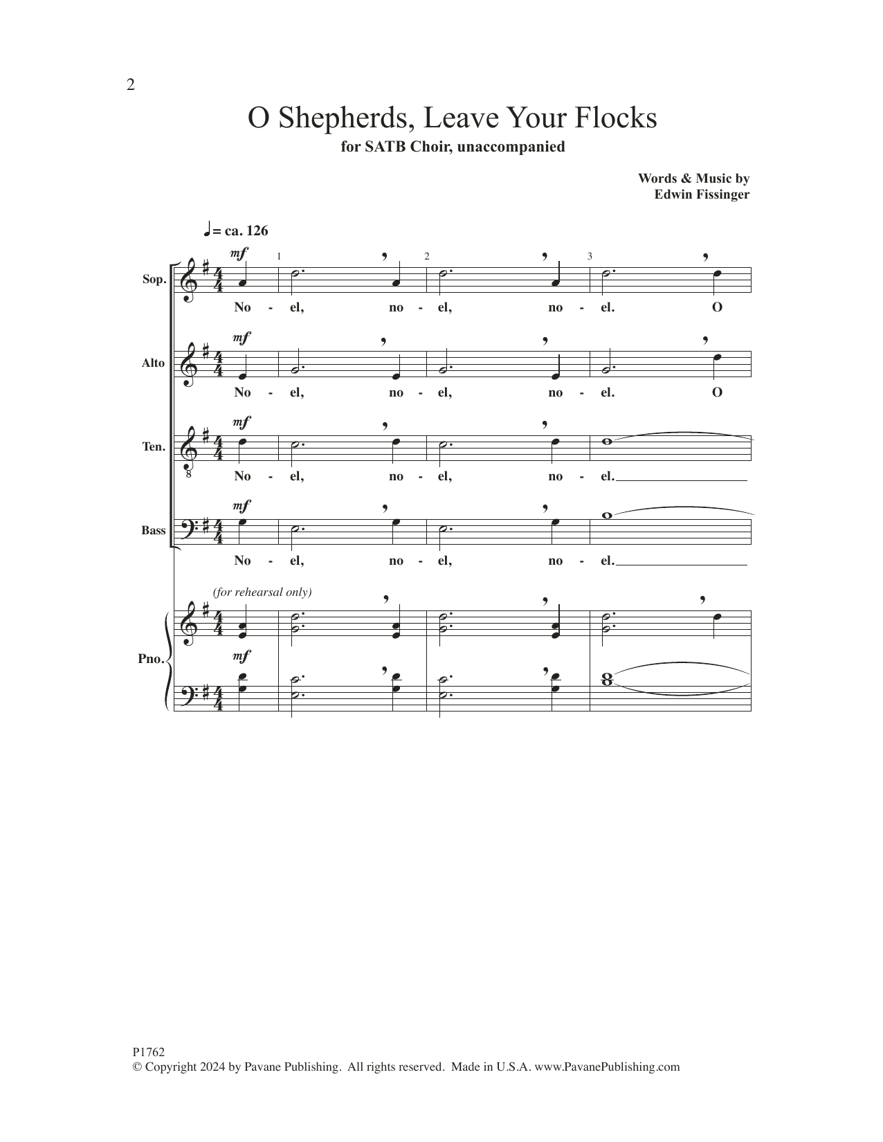 Edwin Fissinger O Shepherds Leave Your Flocks Sheet Music Notes & Chords for SATB Choir - Download or Print PDF
