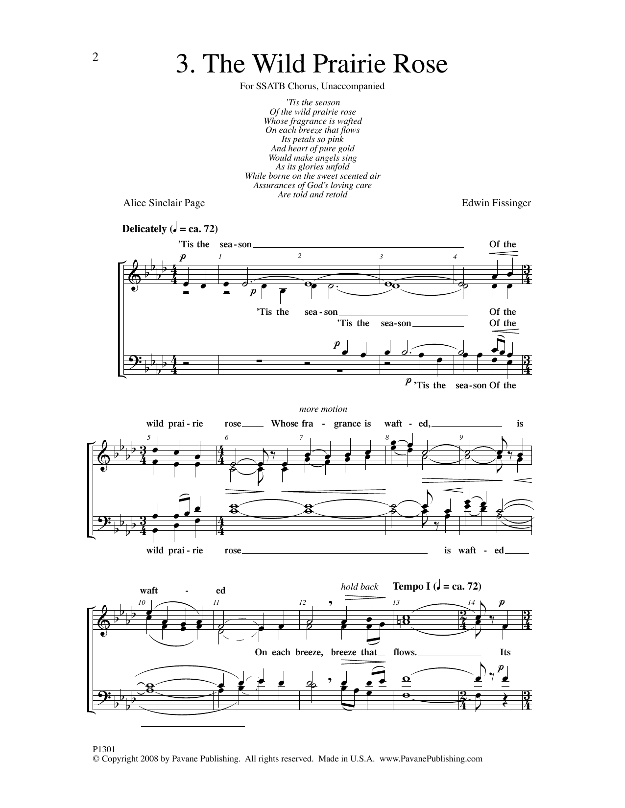 Edwin Fissinger The Wild Prairie Rose Sheet Music Notes & Chords for SATB Choir - Download or Print PDF Edwin Fissinger The Wild Prairie Rose Sheet Music Notes & Chords for SATB Choir - Download or Print PDF