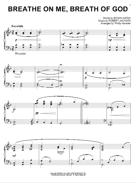 Edwin Hatch Breathe On Me, Breath Of God Sheet Music Notes & Chords for Piano - Download or Print PDF