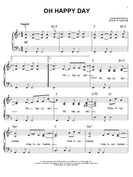 Edwin R. Hawkins Oh Happy Day Sheet Music Notes & Chords for Easy Piano - Download or Print PDF