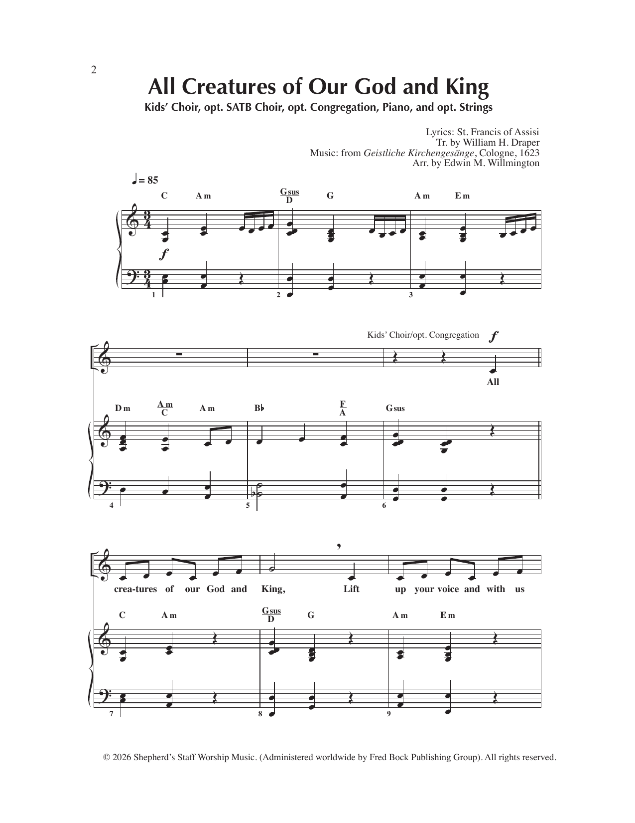 Edwin M. Willmington All Creatures of Our God And King Sheet Music Notes & Chords for Choir - Download or Print PDF