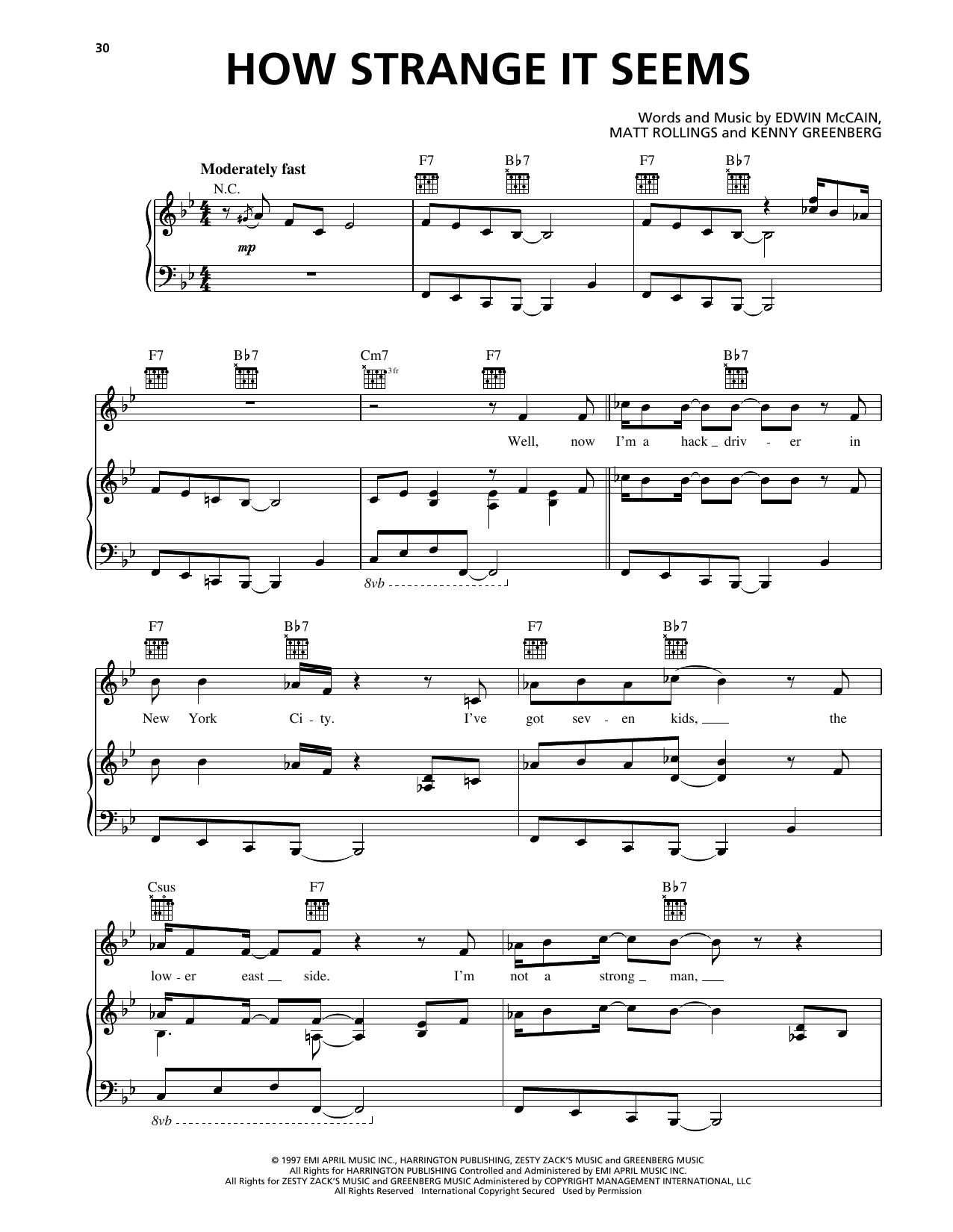 Edwin McCain How Strange It Seems Sheet Music Notes & Chords for Piano, Vocal & Guitar Chords (Right-Hand Melody) - Download or Print PDF Edwin McCain How Strange It Seems Sheet Music Notes & Chords for Piano, Vocal & Guitar Chords (Right-Hand Melody) - Download or Print PDF
