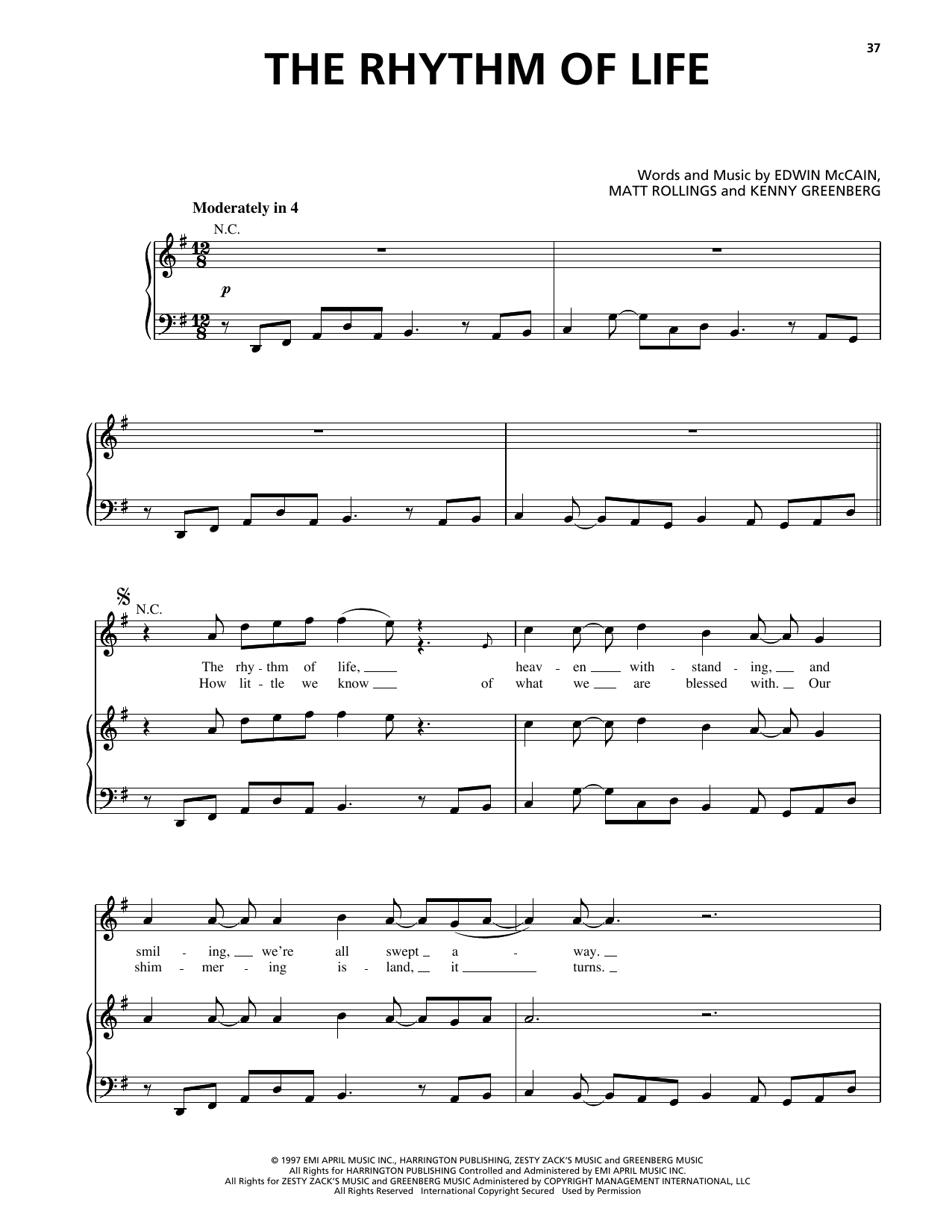 Edwin McCain The Rhythm Of Life Sheet Music Notes & Chords for Piano, Vocal & Guitar Chords (Right-Hand Melody) - Download or Print PDF Edwin McCain The Rhythm Of Life Sheet Music Notes & Chords for Piano, Vocal & Guitar Chords (Right-Hand Melody) - Download or Print PDF