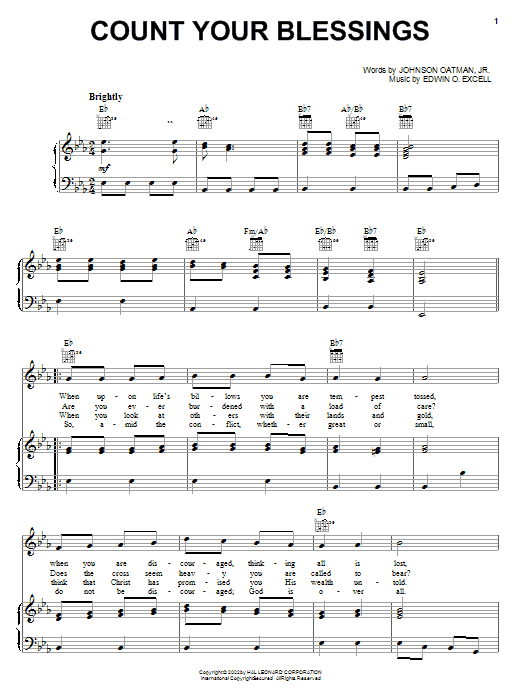 Edwin O. Excell Count Your Blessings sheet music notes and chords. Download Printable PDF.