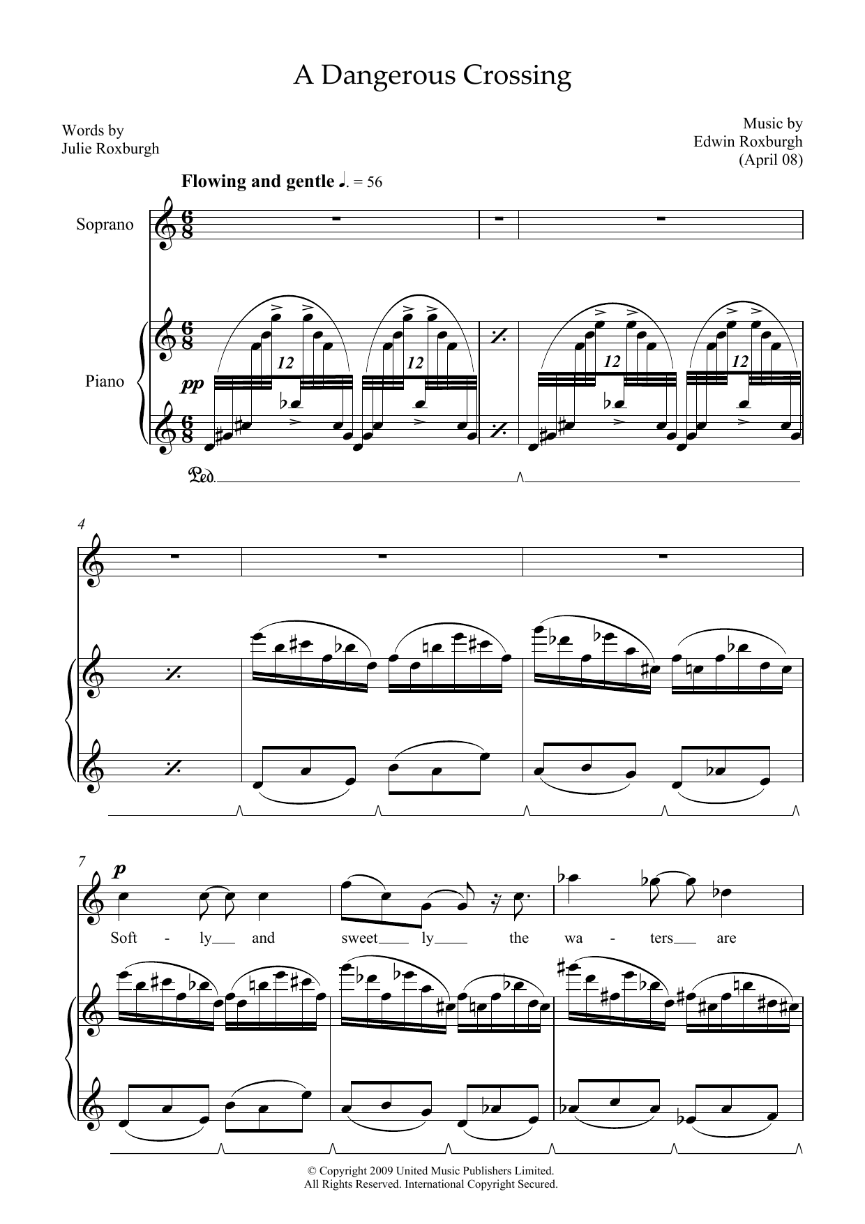 Edwin Roxburgh A Dangerous Crossing (for soprano and piano) Sheet Music Notes & Chords for Piano & Vocal - Download or Print PDF
