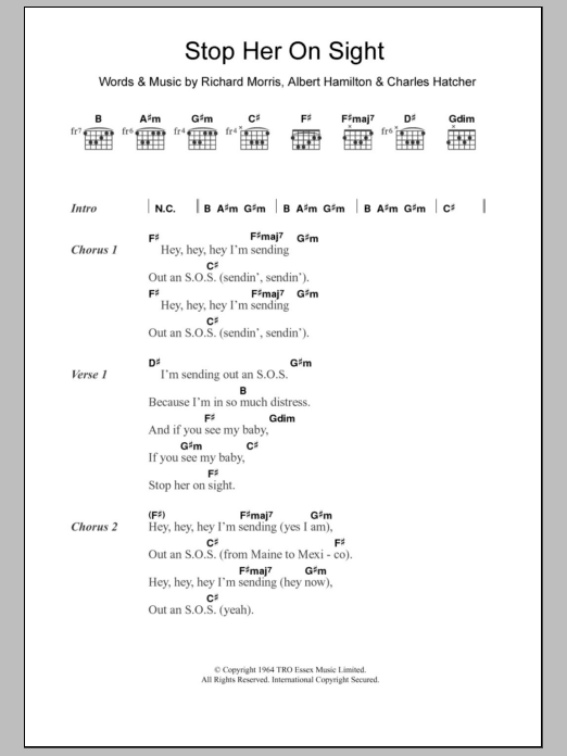 Edwin Starr Stop Her On Sight Sheet Music Notes & Chords for Lyrics & Chords - Download or Print PDF