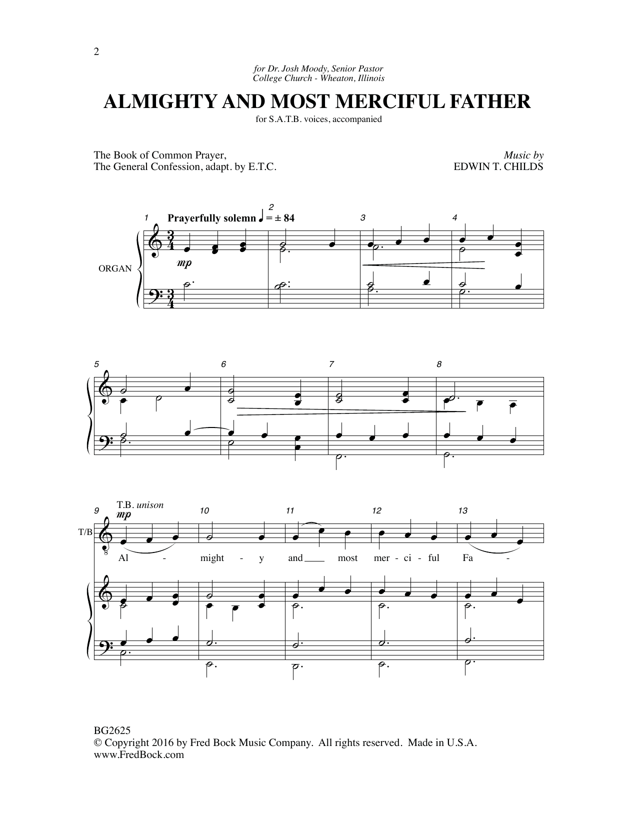 Edwin T Childs Almighty and Most Merciful Father Sheet Music Notes & Chords for Choral - Download or Print PDF