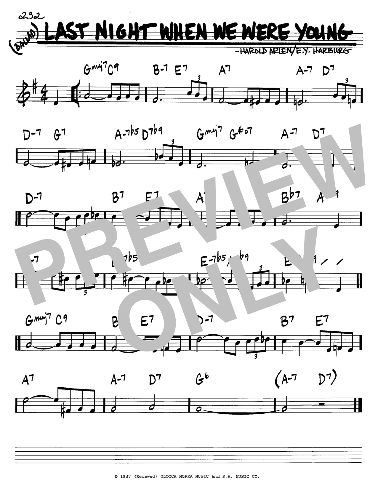 E Y Harburg Last Night When We Were Young Sheet Music Download Pdf Score 60175