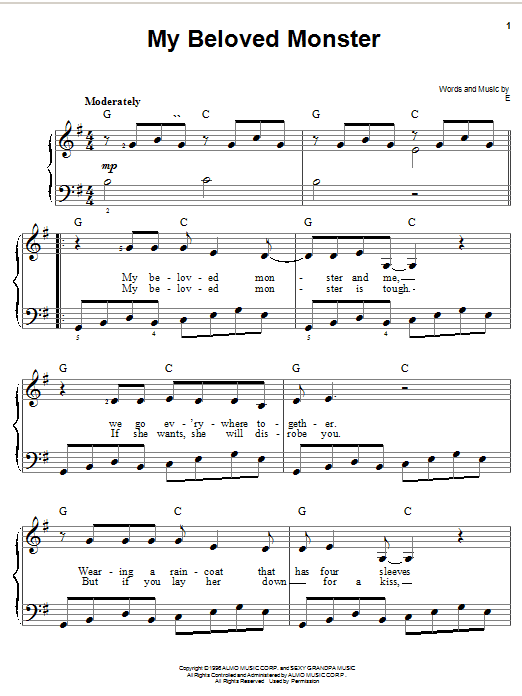 Eels My Beloved Monster Sheet Music Notes & Chords for Easy Piano - Download or Print PDF Eels My Beloved Monster Sheet Music Notes & Chords for Easy Piano - Download or Print PDF