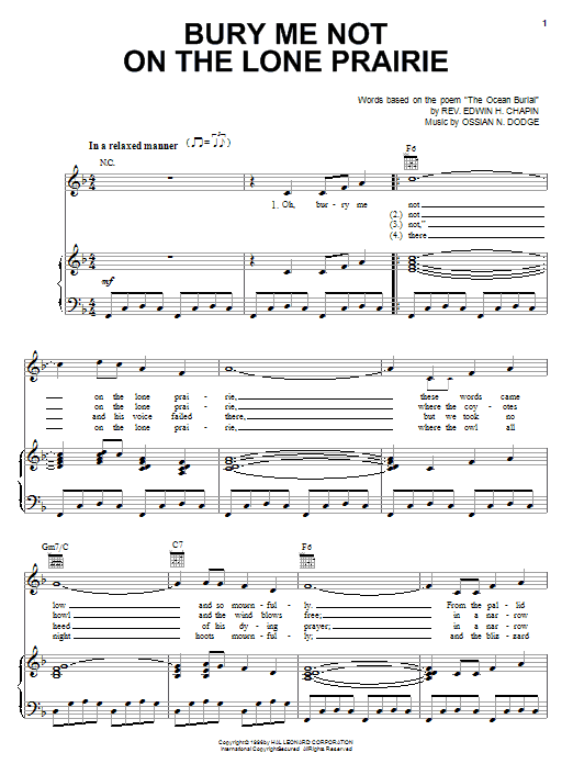 Edwin H. Chapin Bury Me Not On The Lone Prairie Sheet Music Notes & Chords for Ukulele - Download or Print PDF